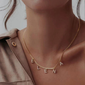 Diamond Letter Name Necklace In Cuban Chain