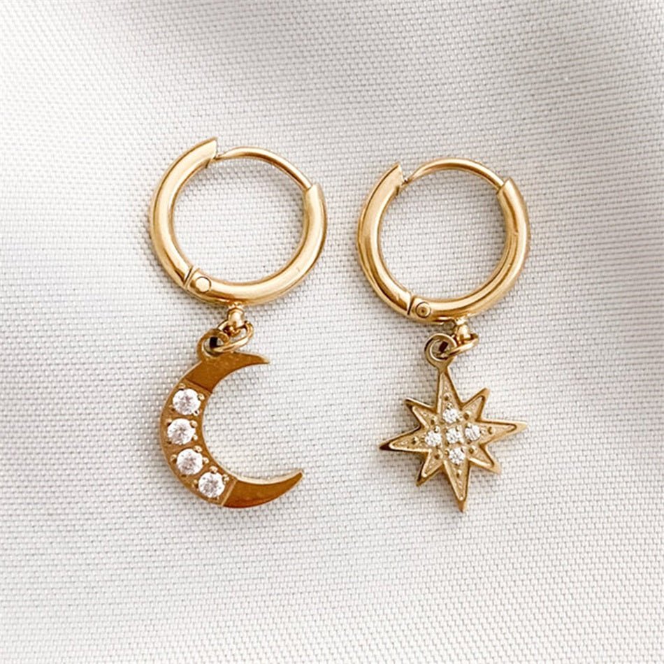 Moon and Star Earrings - Brilini