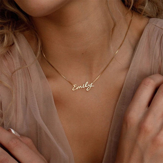 Name Necklace on Box Chain - Brilini
