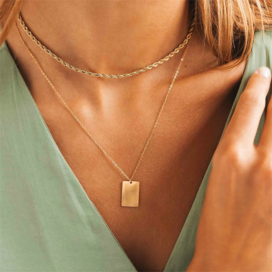 Rectangular Pendant with Optional Chain Set - Brilini