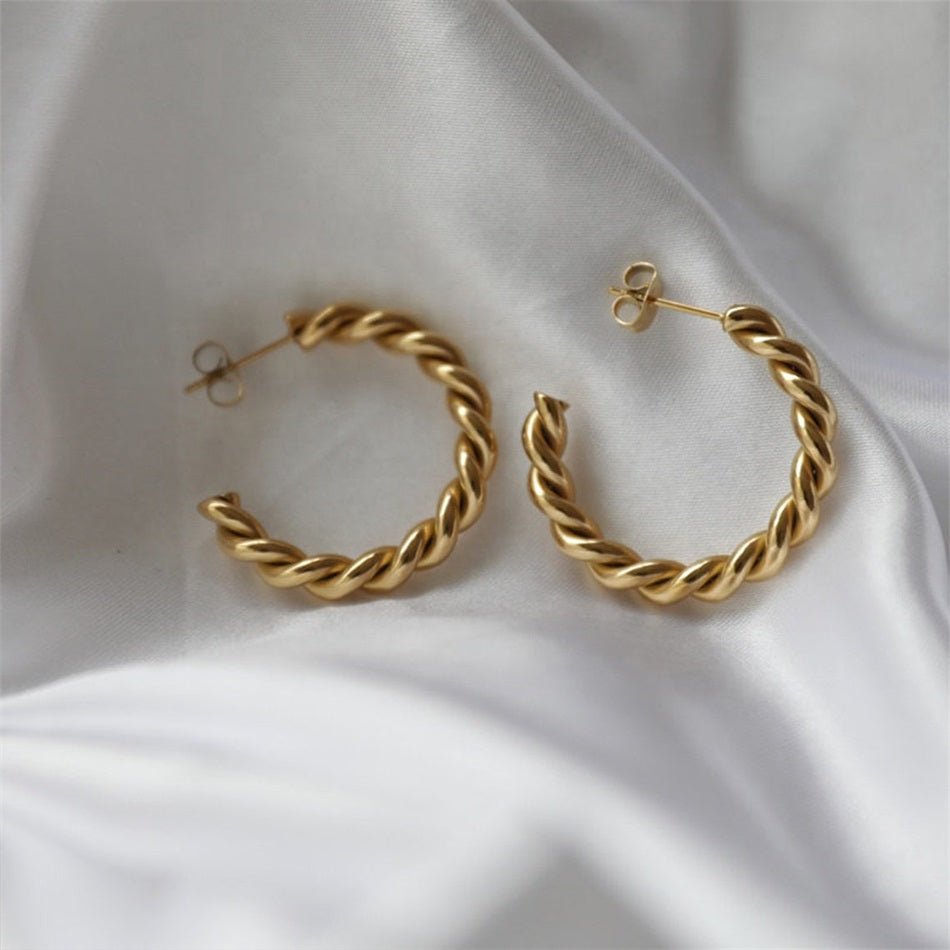 Twisted Rope Hoop Earrings - Brilini