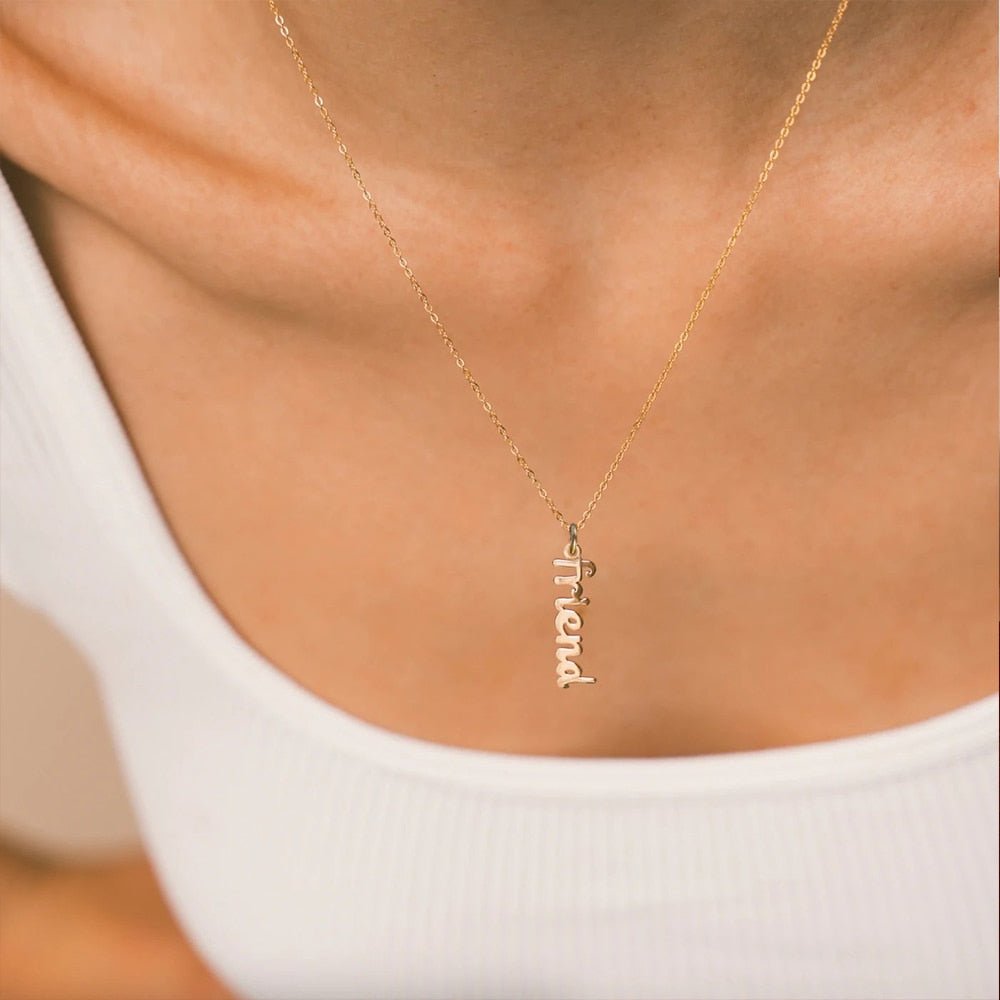 Vertical Name Pendant Necklace - Brilini